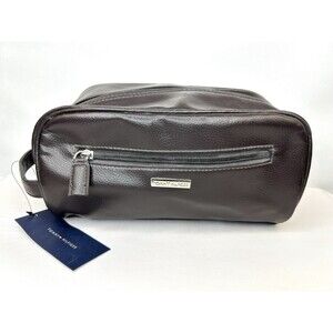 Tommy Hilfiger Brown Men's Toiletry Bathroom Bag Zip Travel Organizer